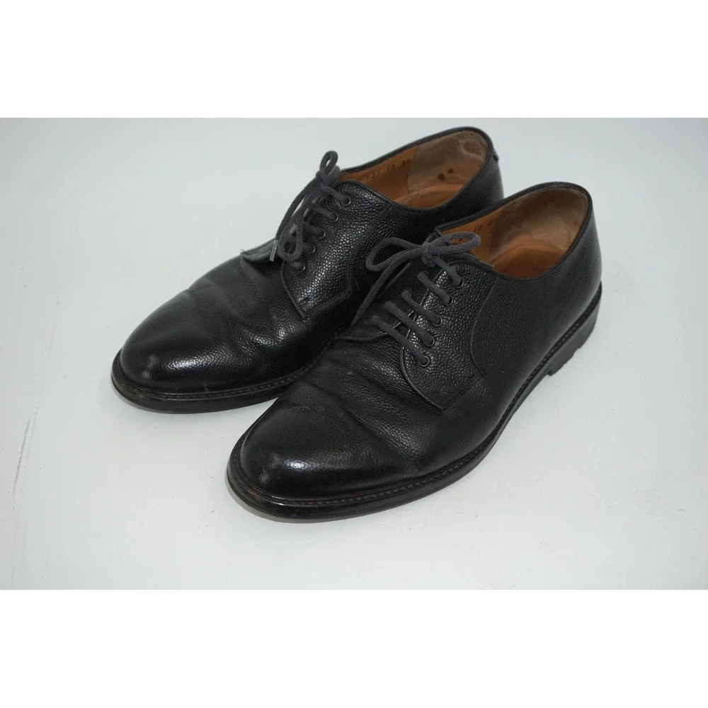 Salvatore Ferragamo Black Leather Shoes Derby Pebble Grain Men's Size 10 2E